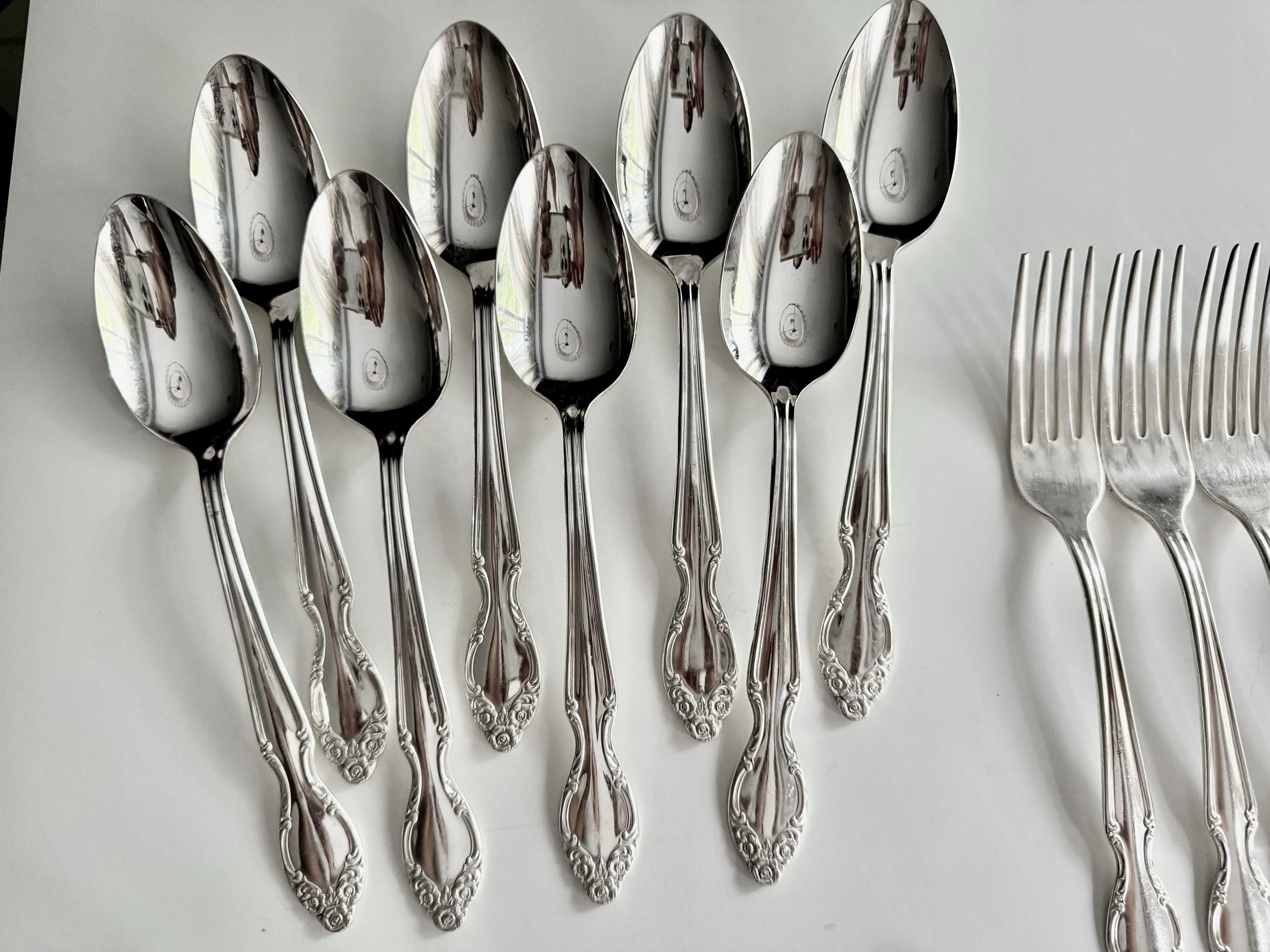 Vintage Silverplate “Silvery Mist” Rogers Bro 1955+ Silverware — Complete Set for 8 Persons 46pcs