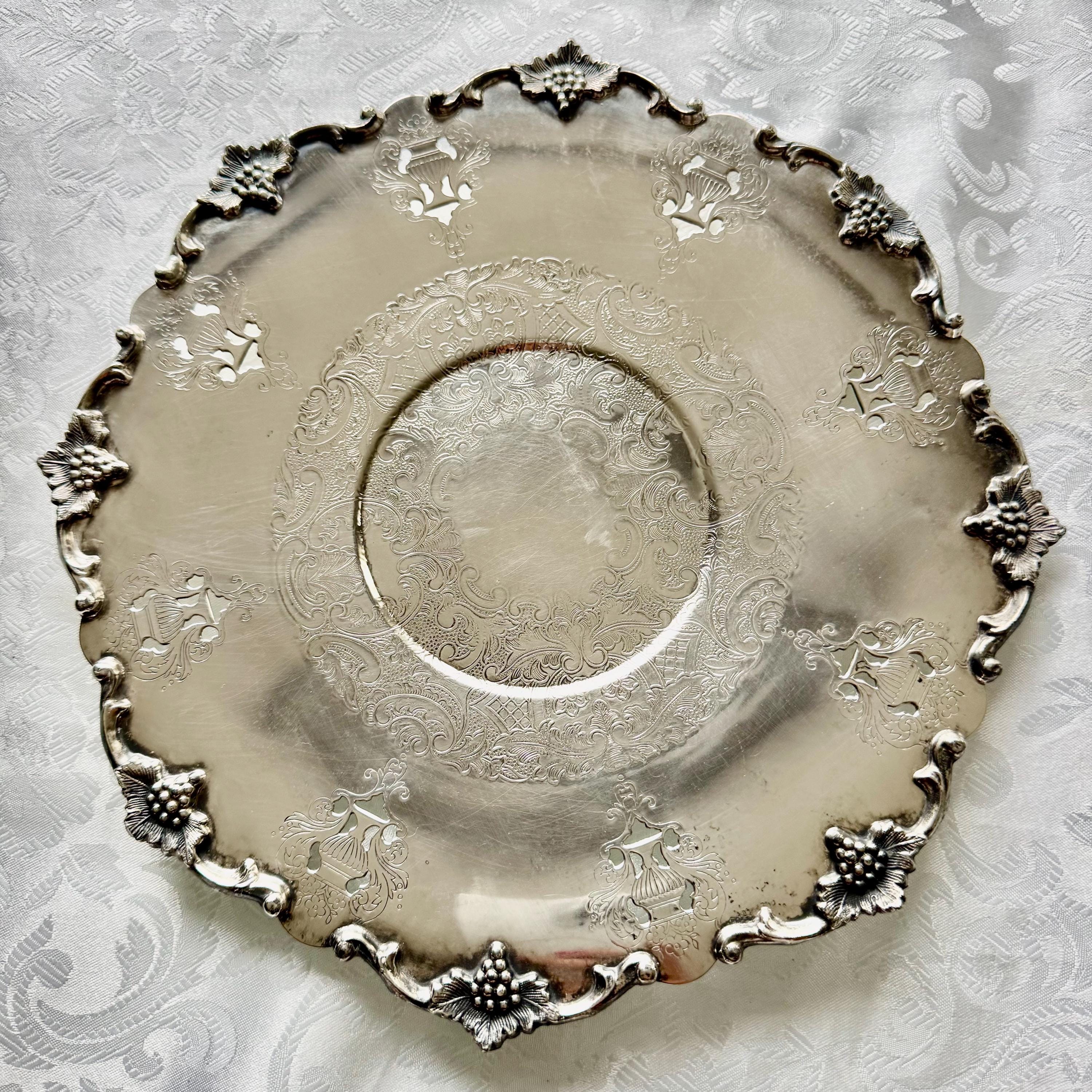 Vintage Silverplate Perforated Trays Collection – Ornate Round Serving & Display Trays 9–11” – Sold Individually