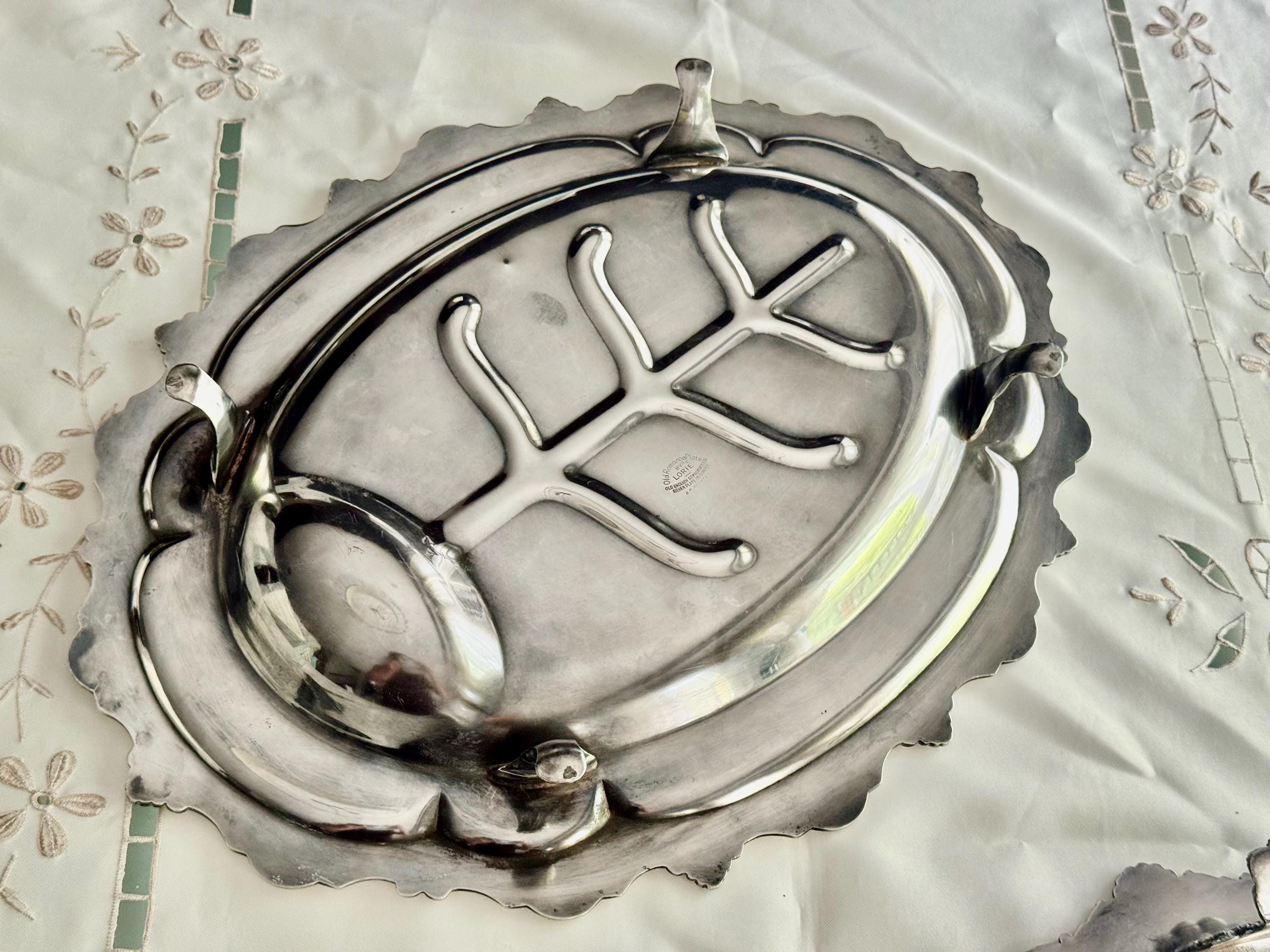 Elegant Vintage Silverplate Meat Trays – Footed – Ornate & Functional – Sold Individually