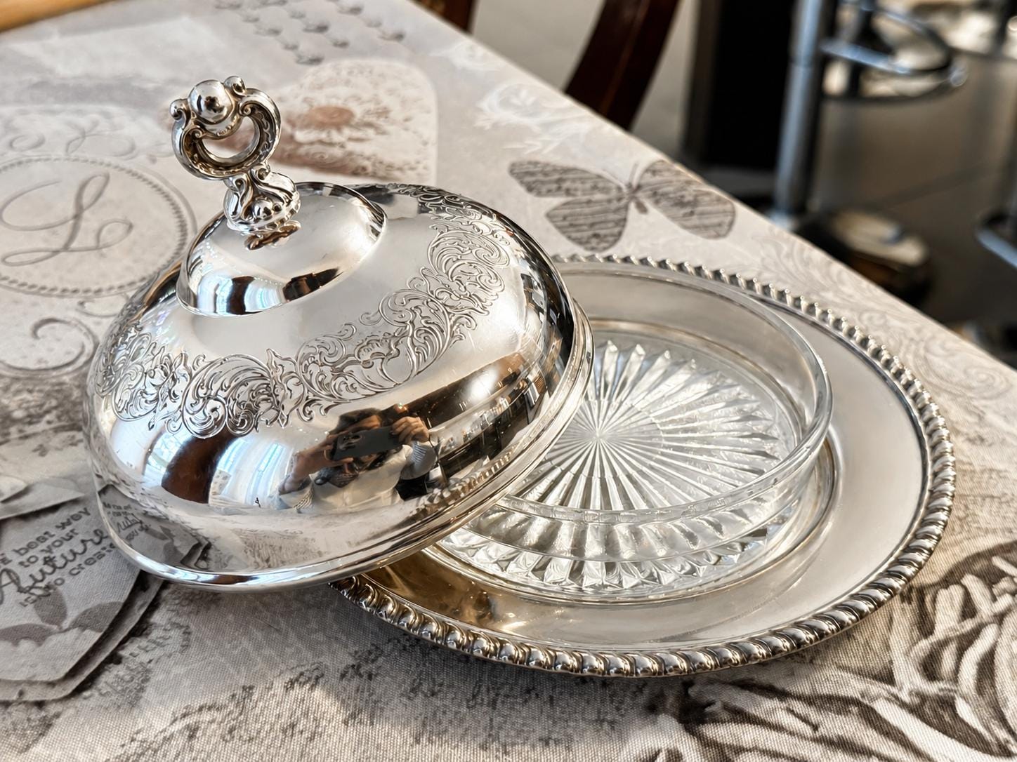 Vintage Silverplate Covered Dishes & Roll-Top Server — Sold Individually