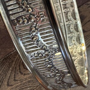 Vintage Sheffield England Silverplate Serving Tray – 12” Chased Floral Engraving – Pierced Gallery – Heavy Ornate Round Tray image 3