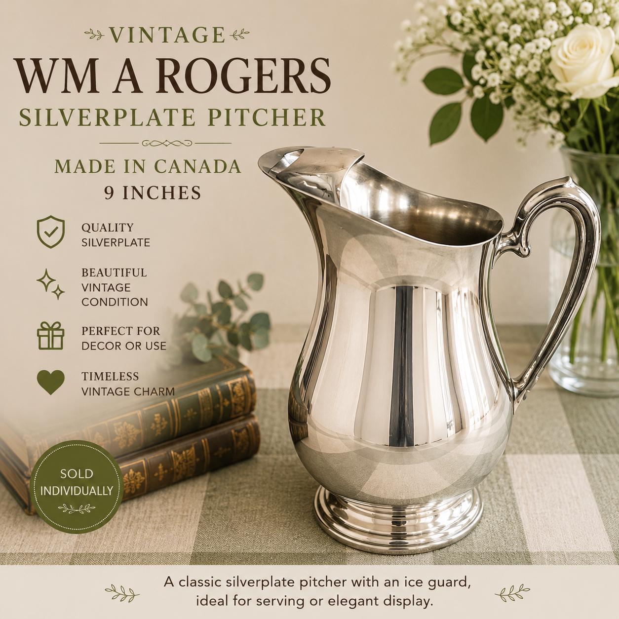 Vintage Silver-Plated Pitchers – Elegant Footed Design – Sold Individually