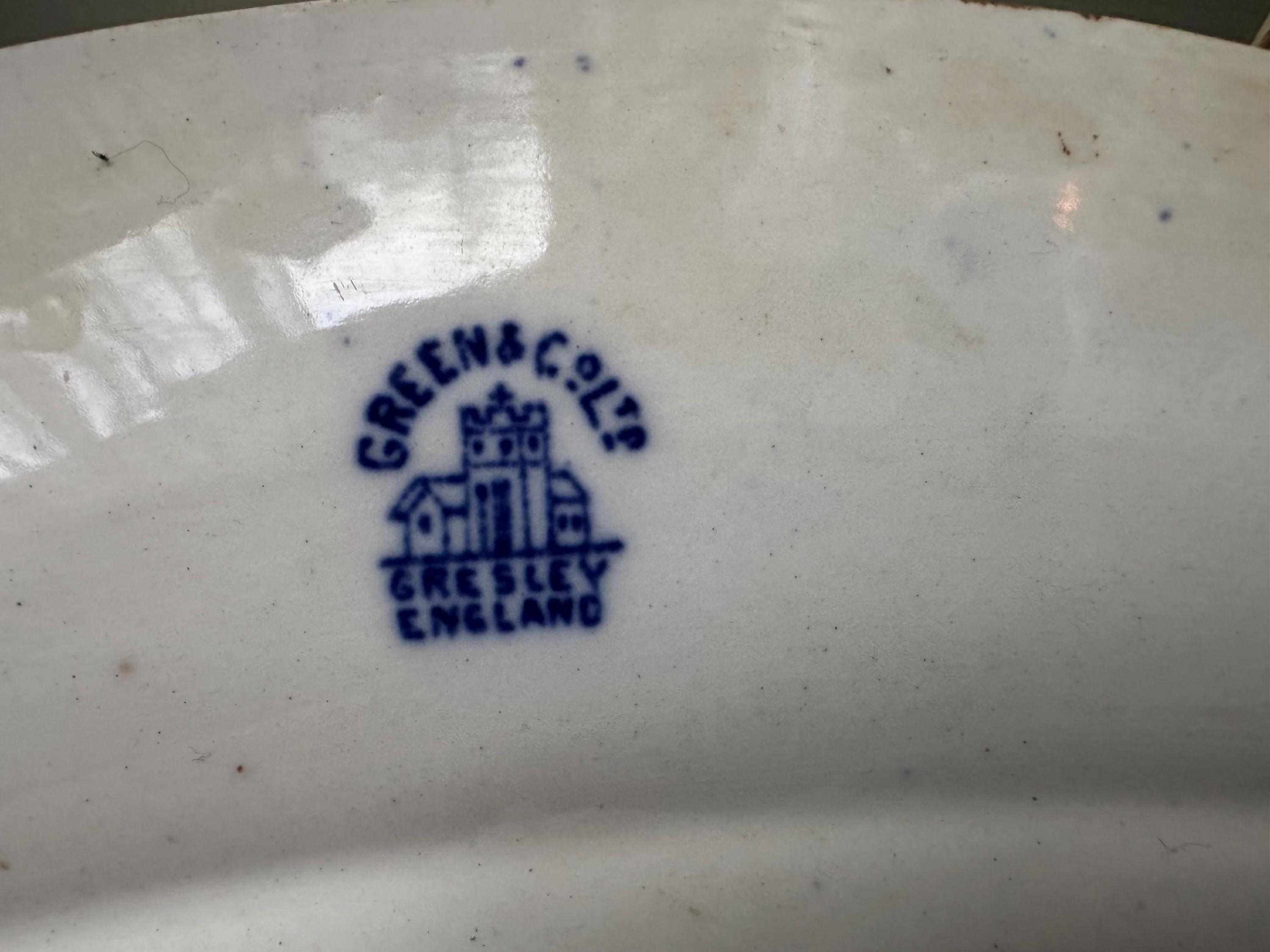 Antique T.G. Green Ming Blue Willow Transferware Platter, Gresley Ware