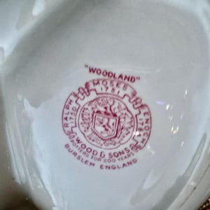 Vintage Woods & Sons “Woodland” Red Transferware Divided Serving Dish – England image 4