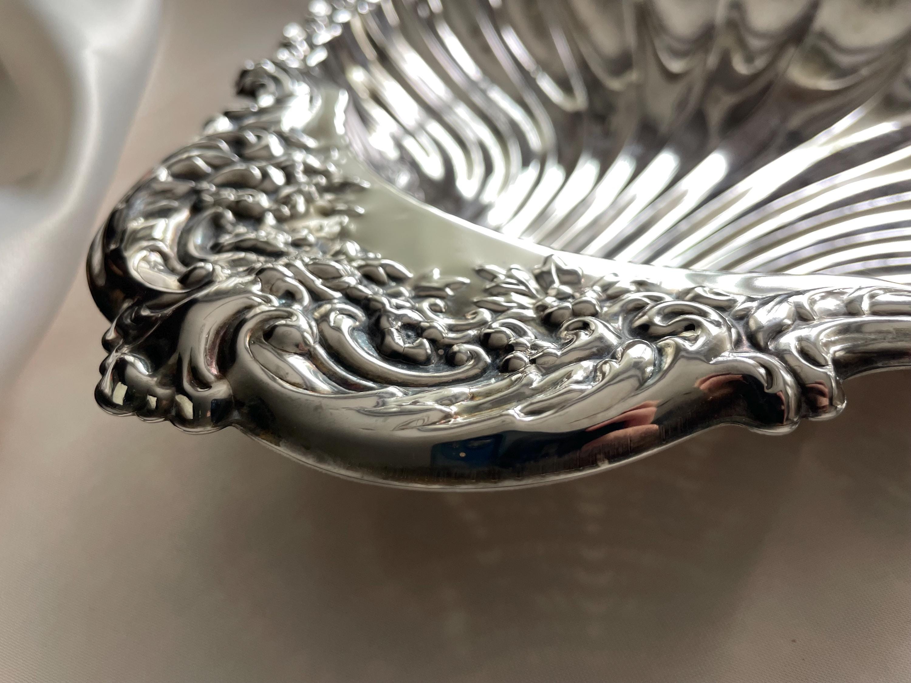 Vintage Silverplate Shell Tray: Rococo Floral Serving Dish, Hong Kong