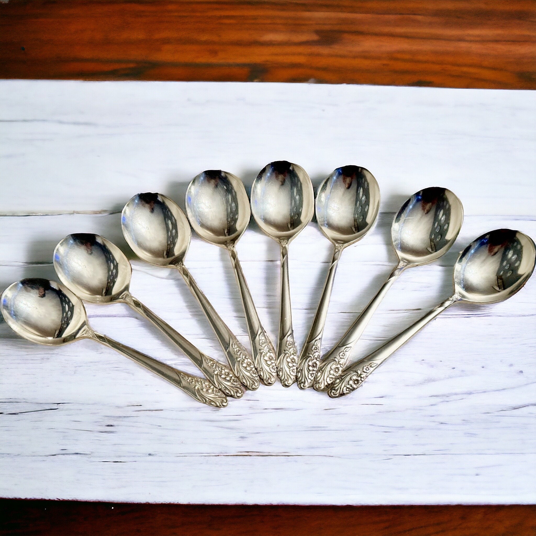 Vintage 1950s Silverplate Round Soup Spoons 7” – Set of 8 or 10