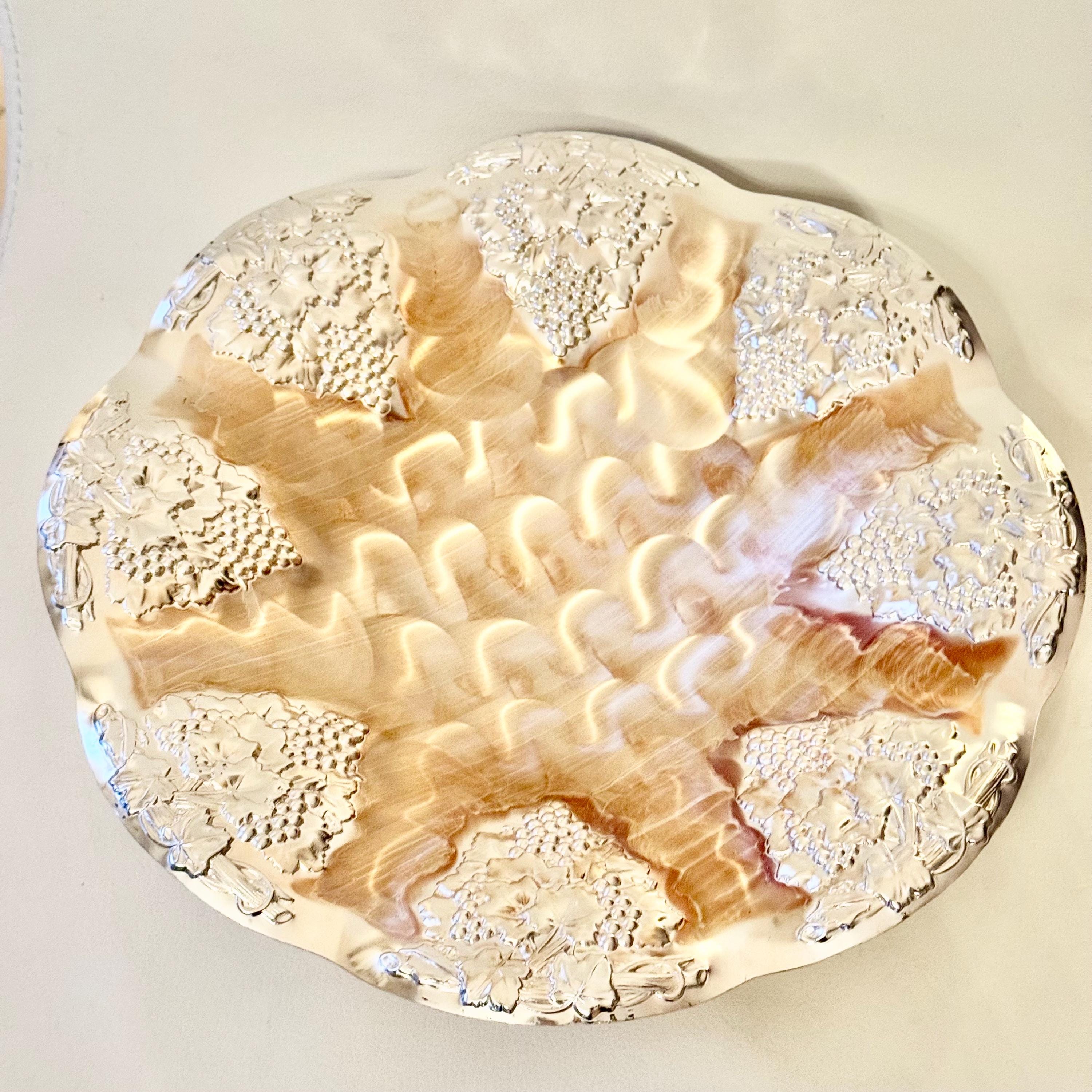 Vintage BMF Silverplated Footed Serving Bowl — Rose Embossed — Made in Western Germany