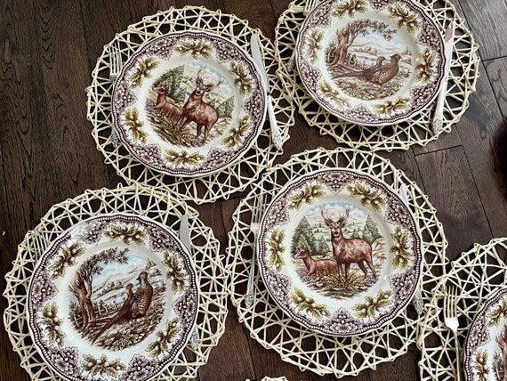 Royal Stafford Transferware Dinner Plates: Thanksgiving Fall Decor, Made in England