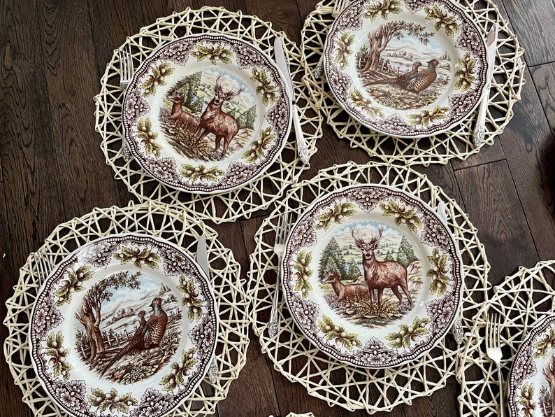 Royal Stafford Transferware Dinner Plates: Thanksgiving Fall Decor, Made in England bild 1