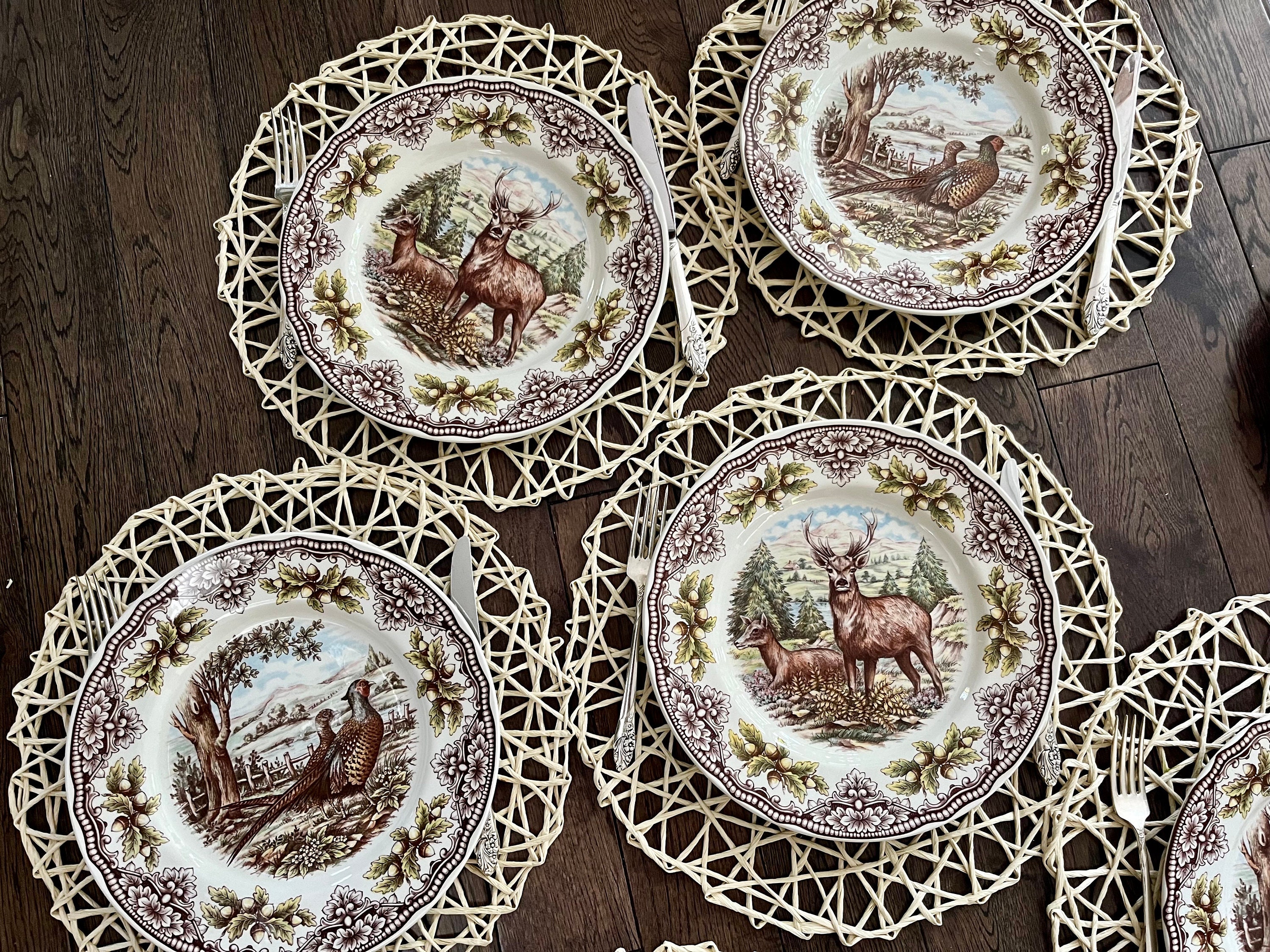 Royal Stafford Transferware Dinner Plates: Thanksgiving Fall Decor, Made in England