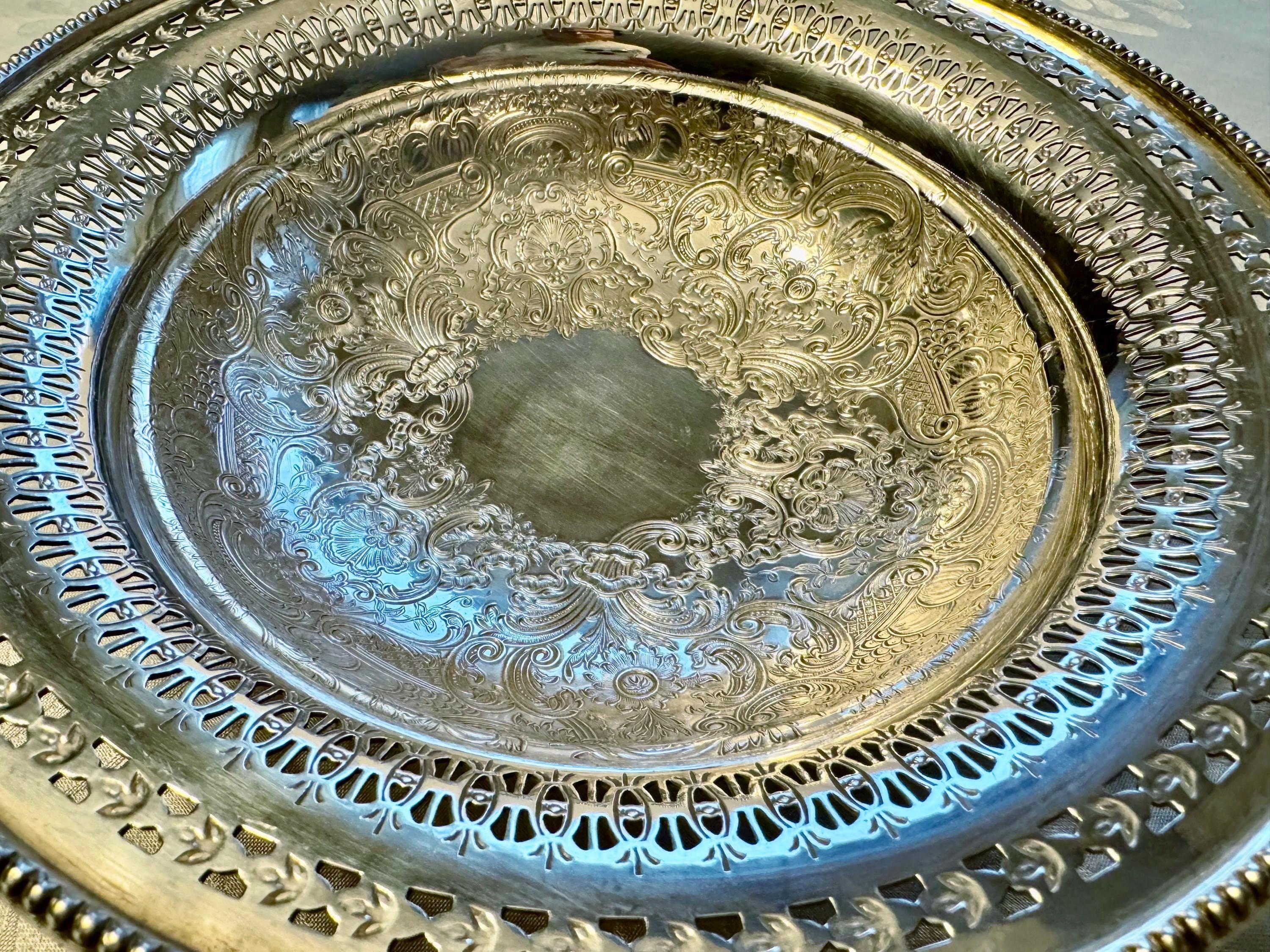 Heavy Antique Silverplate “Cavendish Plate” Pedestal Serving Bowl – Made in England
