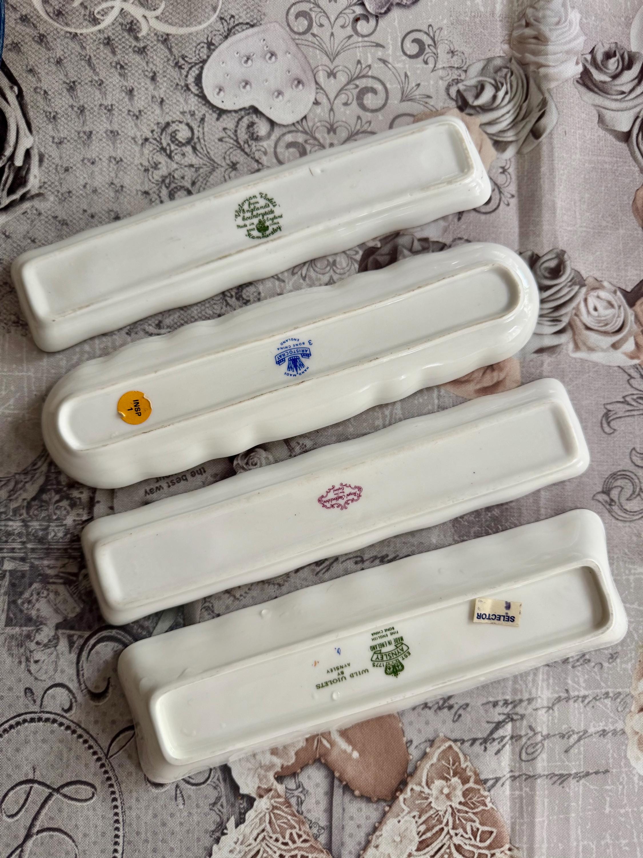 Vintage English Bone China Olive Tray: Pink Roses, Gold Trim