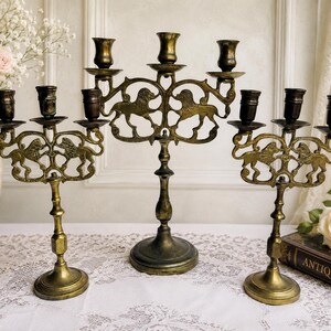 Candelabri vintage in ottone con il leone di Giuda – Venduti singolarmente immagine 2