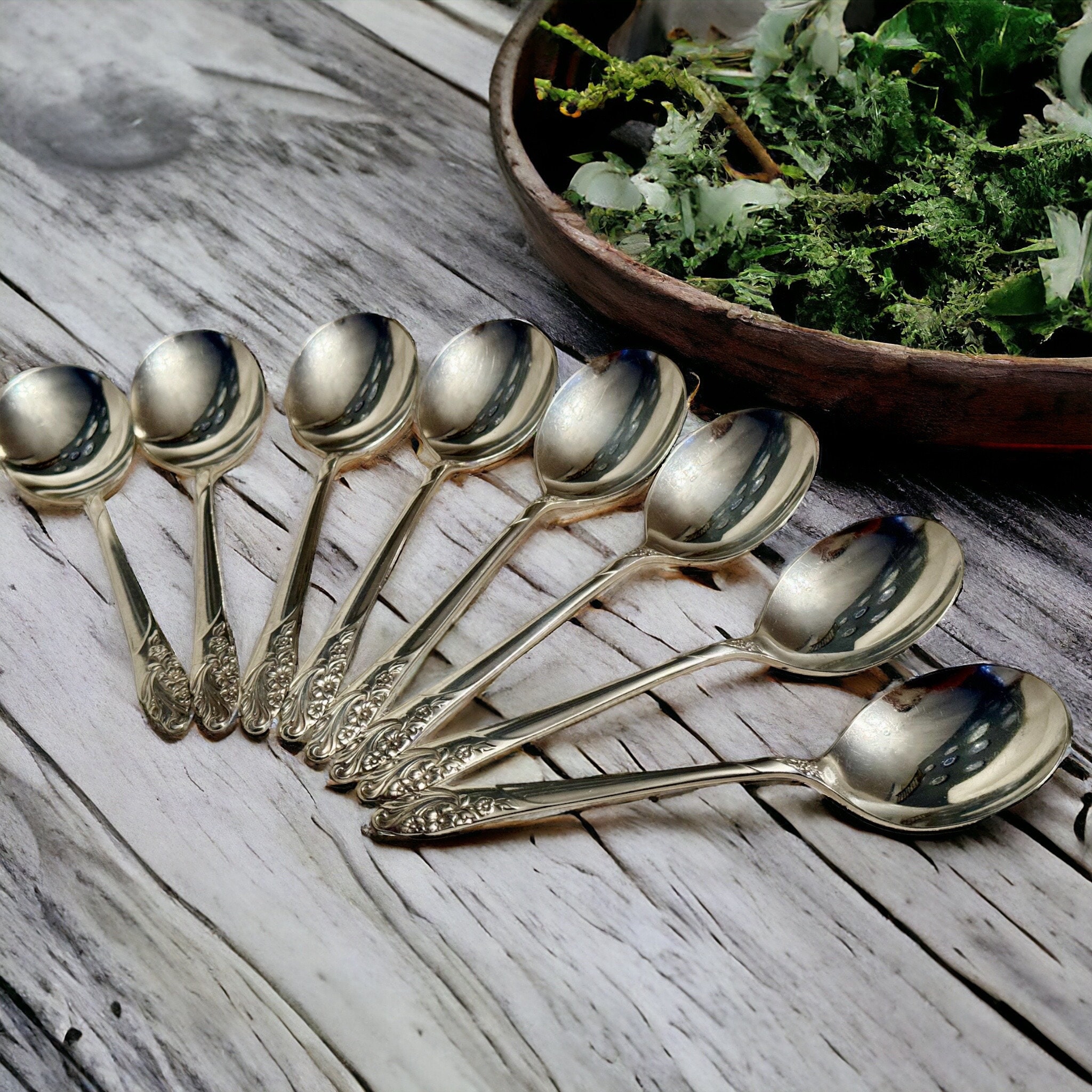 Vintage 1950s Silverplate Round Soup Spoons 7” – Set of 8 or 10