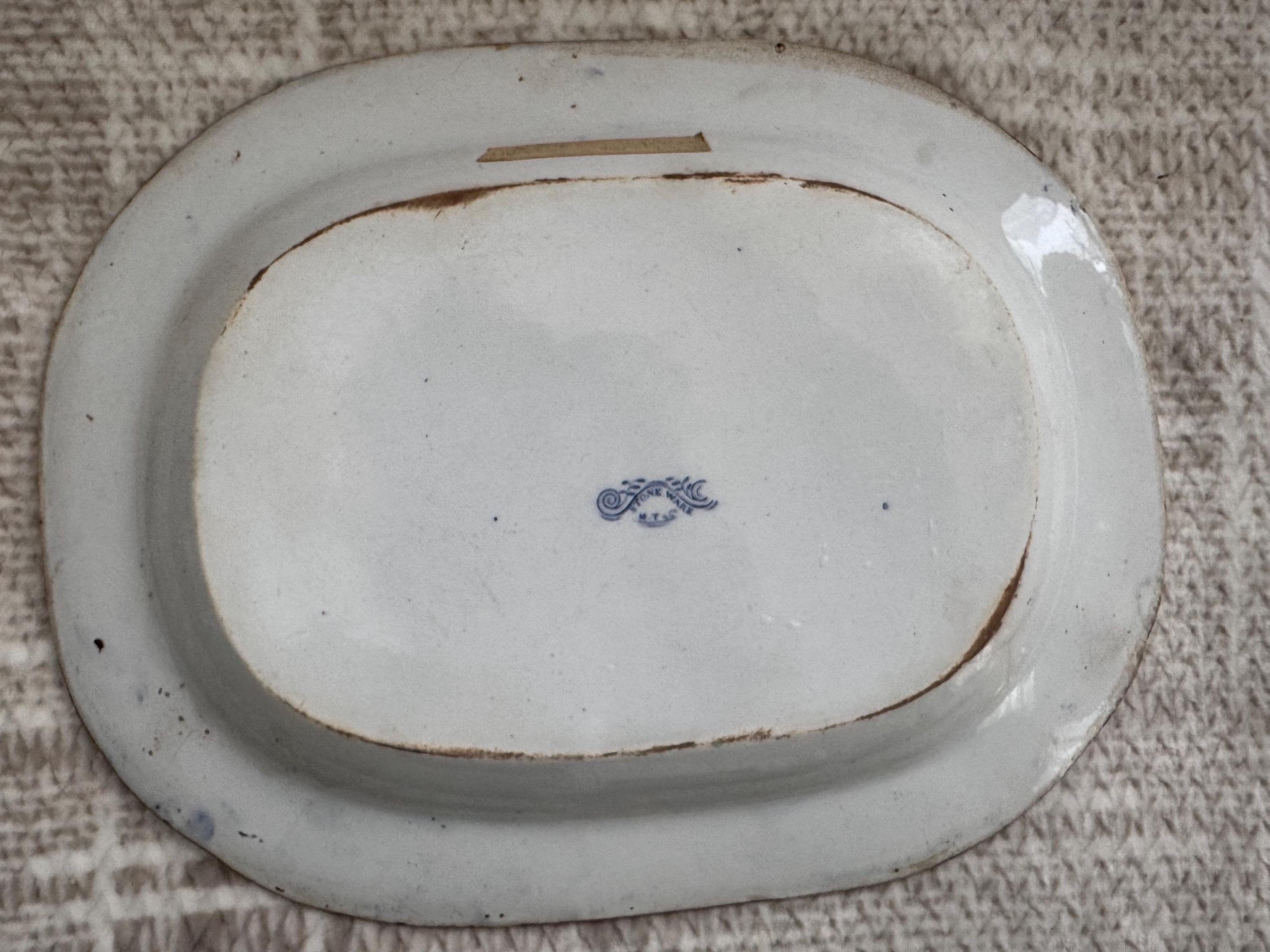 Antique M.T. & Co. Blue Willow Stoneware Platter – England, Circa Mid-19th Century