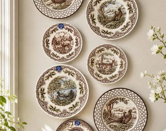 Vintage Animal Wall Plate Set: Rustic Woodland Decor, Made in England