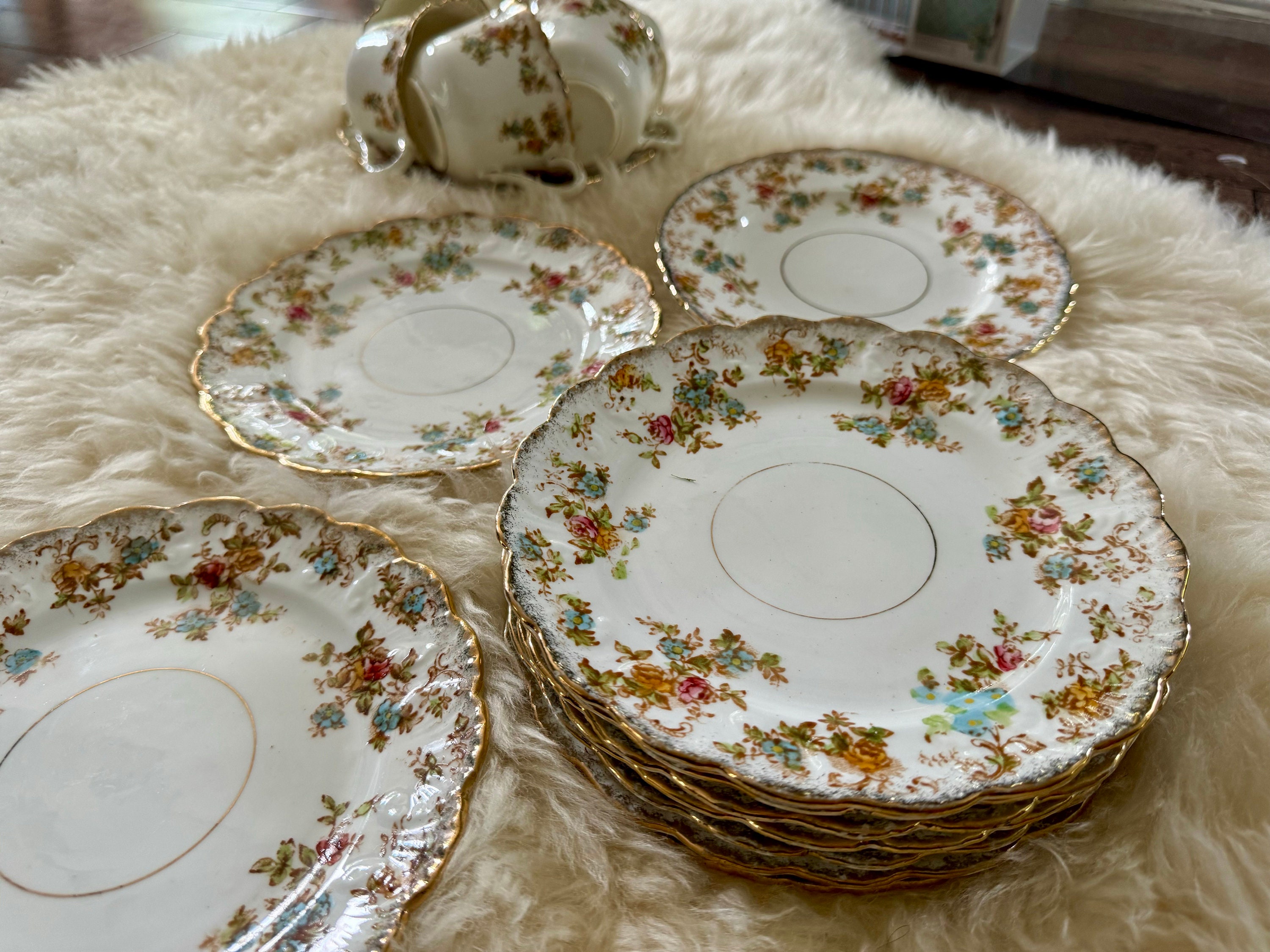 Antique Thomas Poole Royal Stafford China Dessert Set circa 1912