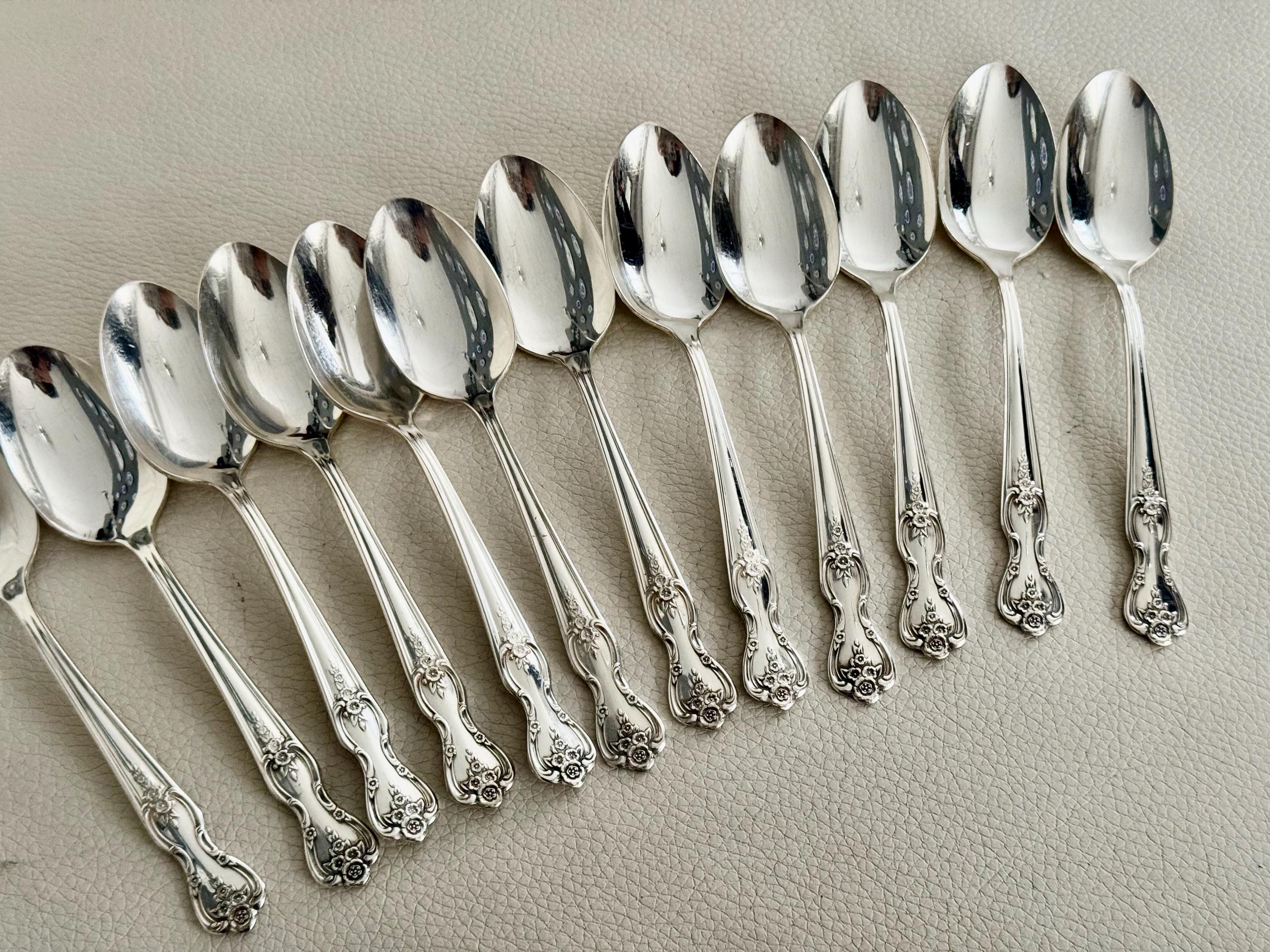 Vintage Dessert Spoons - Silver Plated Silverware Inspiration Magnolia (1951) by Rogers & Bros