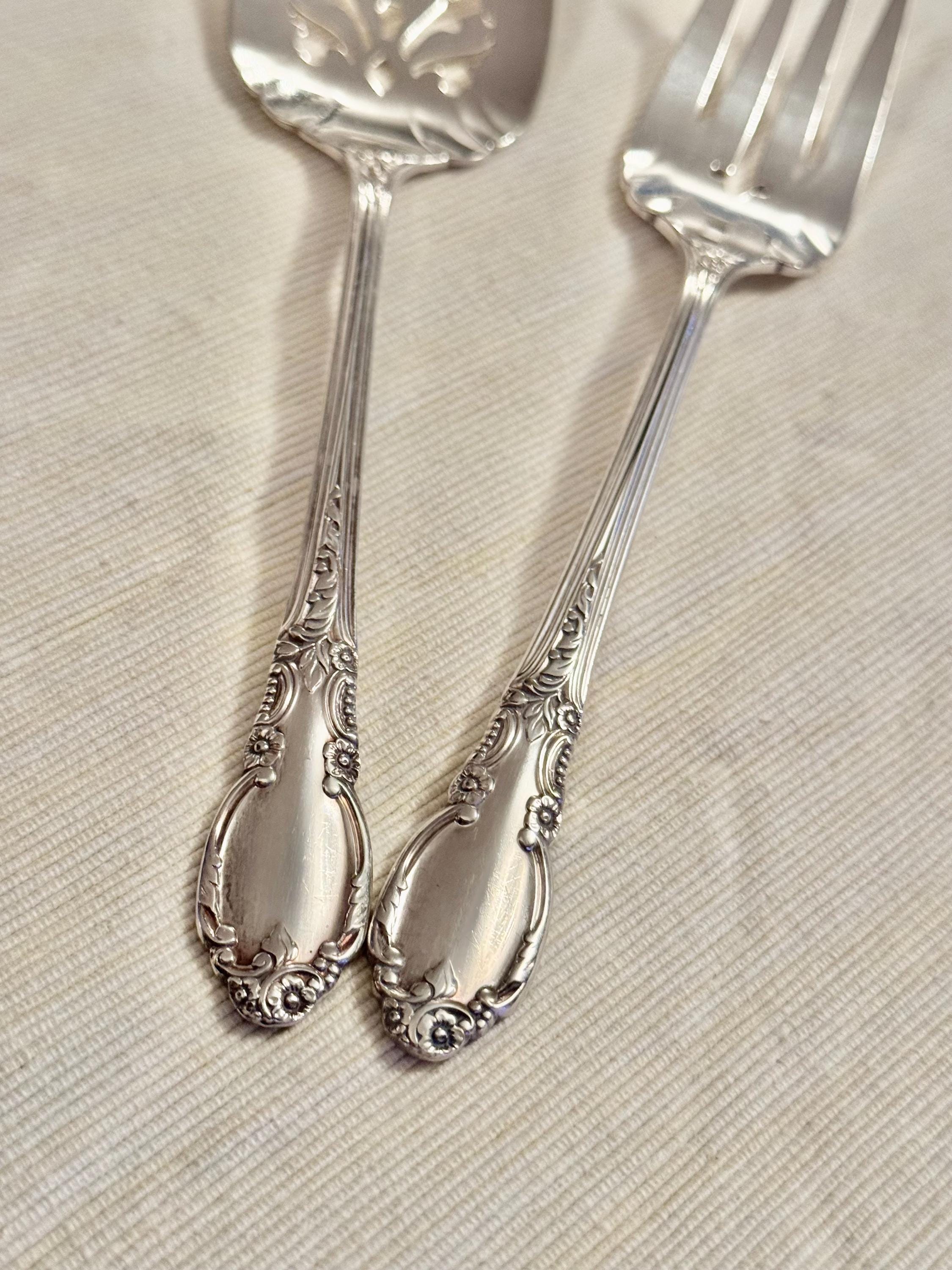 Vintage Oneida Silverplate Cake Server and Cold Meat Forks Set - 3-Piece Serving Set