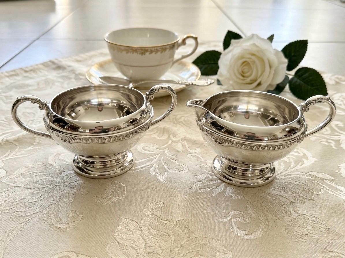 Vintage Silverplate Creamer Sugar Set – Ornate Victorian Mid-Century Styles