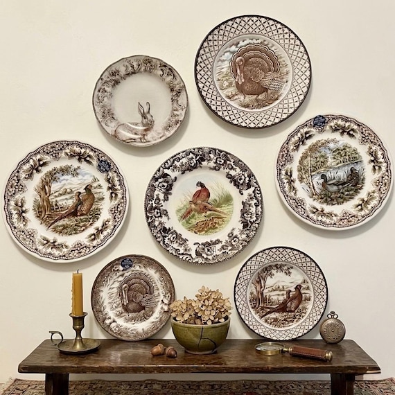 Vintage Animal Wall Plate Set: Rustic Woodland Decor, Made in England