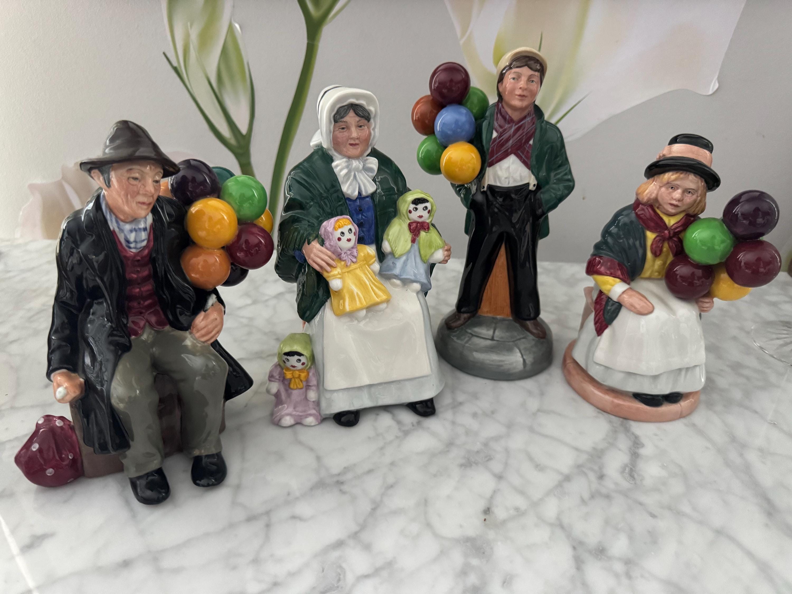 Royal Doulton Balloon Sellers Figurines, Hand-Painted English Porcelain, Vintage Collectible