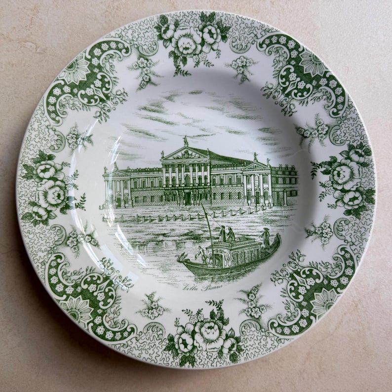 Vintage Red Green Transferware Plate Set: Eclectic Cottagecore Wall Gallery bild 8