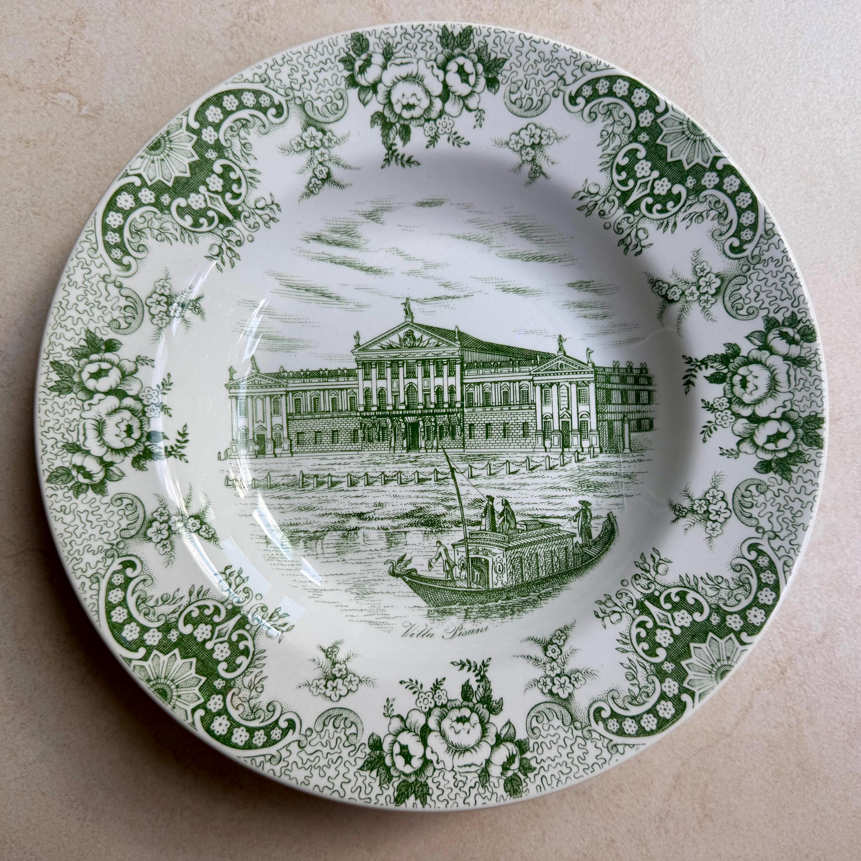 Vintage Red Green Transferware Plate Set: Eclectic Cottagecore Wall Gallery