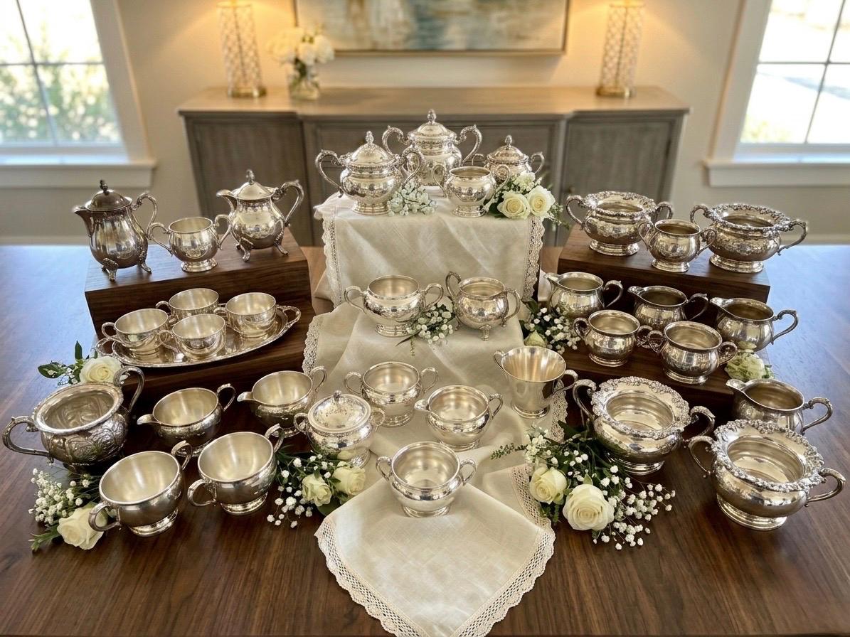 Vintage Silverplate Creamer Sugar Set – Ornate Victorian Mid-Century Styles