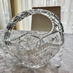 Vintage Heavy Cut Crystal Basket with Handle – Pinwheel & Starburst Pattern, Candy Dish, Wedding Centerpiece, Choose Your Favorite image 14