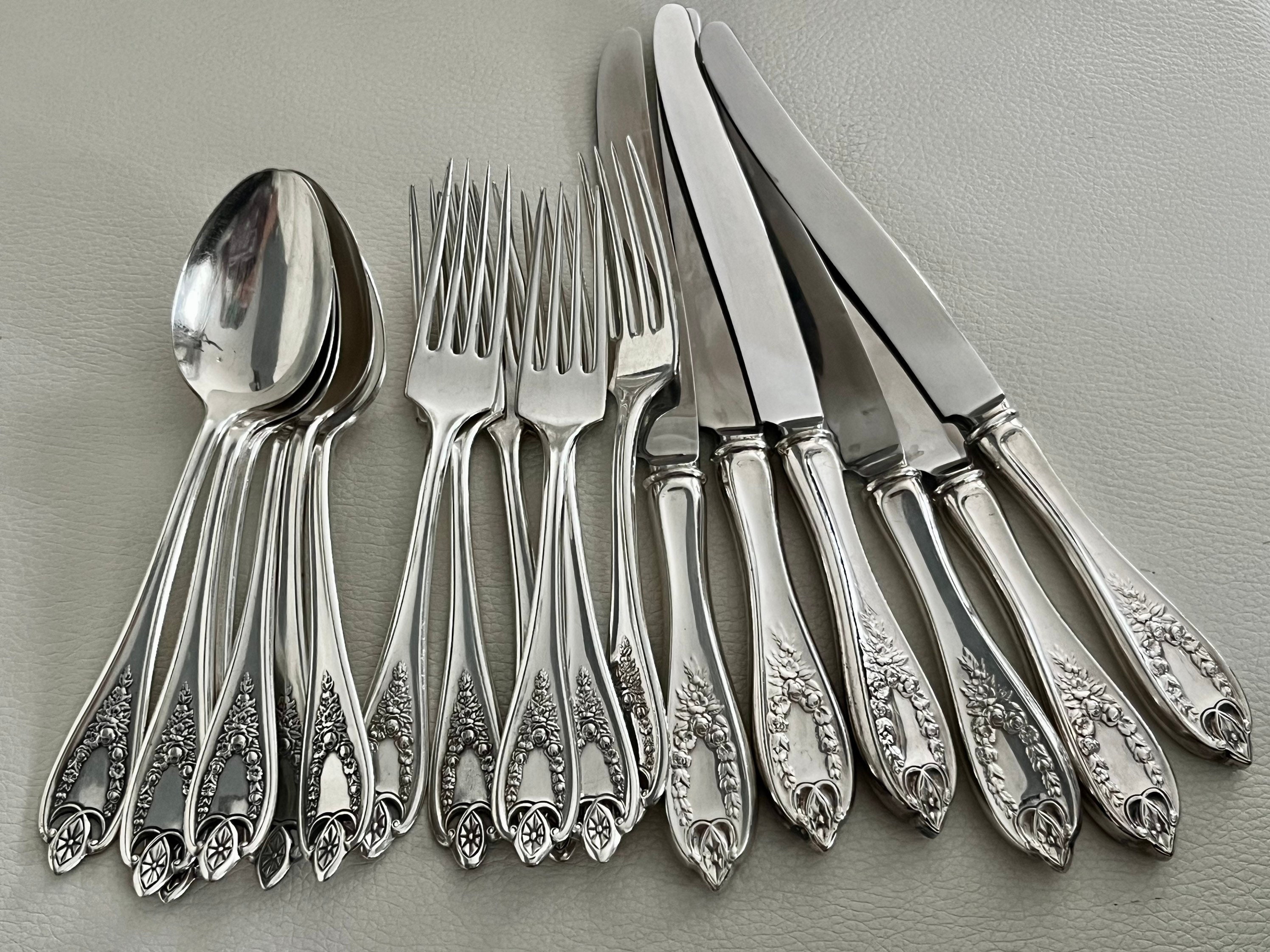 Vintage 1847 Rogers Old Colony Silverware Set for 8 and more: Art Nouveau Silverplate