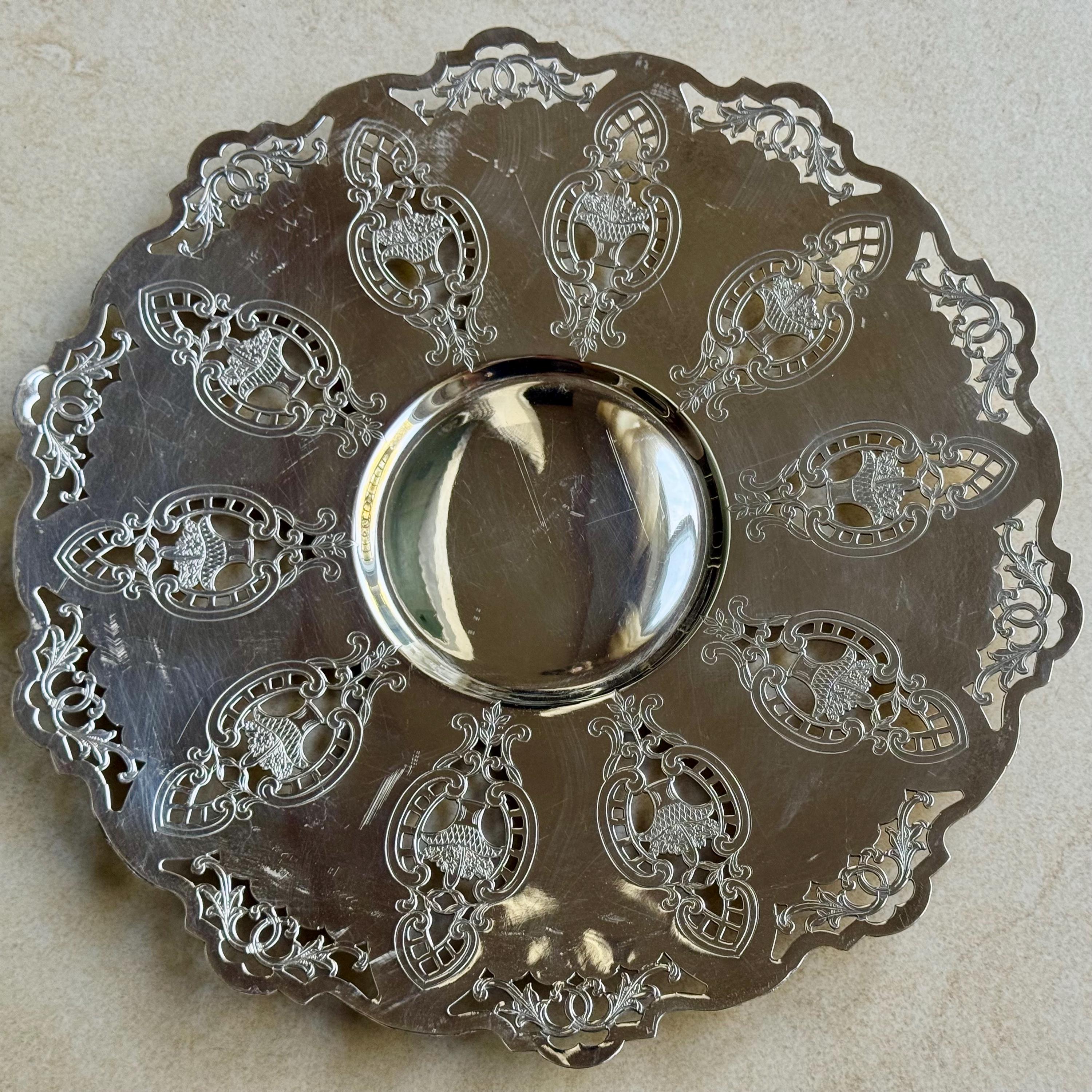 Vintage Silverplate Perforated Trays Collection – Ornate Round Serving & Display Trays 9–11” – Sold Individually