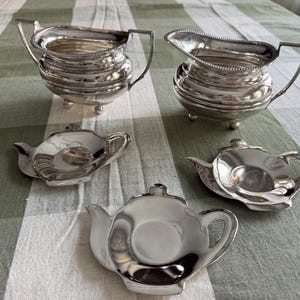 Vintage Silverplate Tea Accessories – English Toast Rack, Teabag Holder, Creamer & Sugar image 9