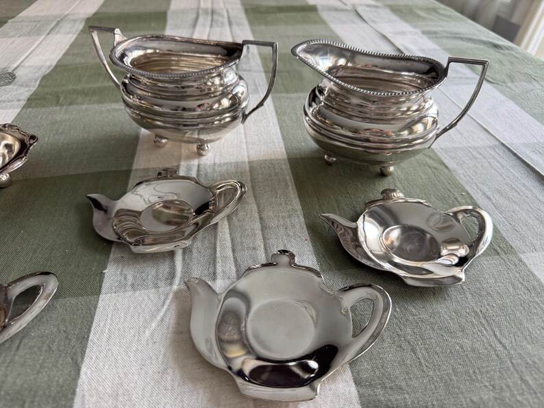 Vintage Silverplate Tea Accessories – English Toast Rack, Teabag Holder, Creamer & Sugar image 9