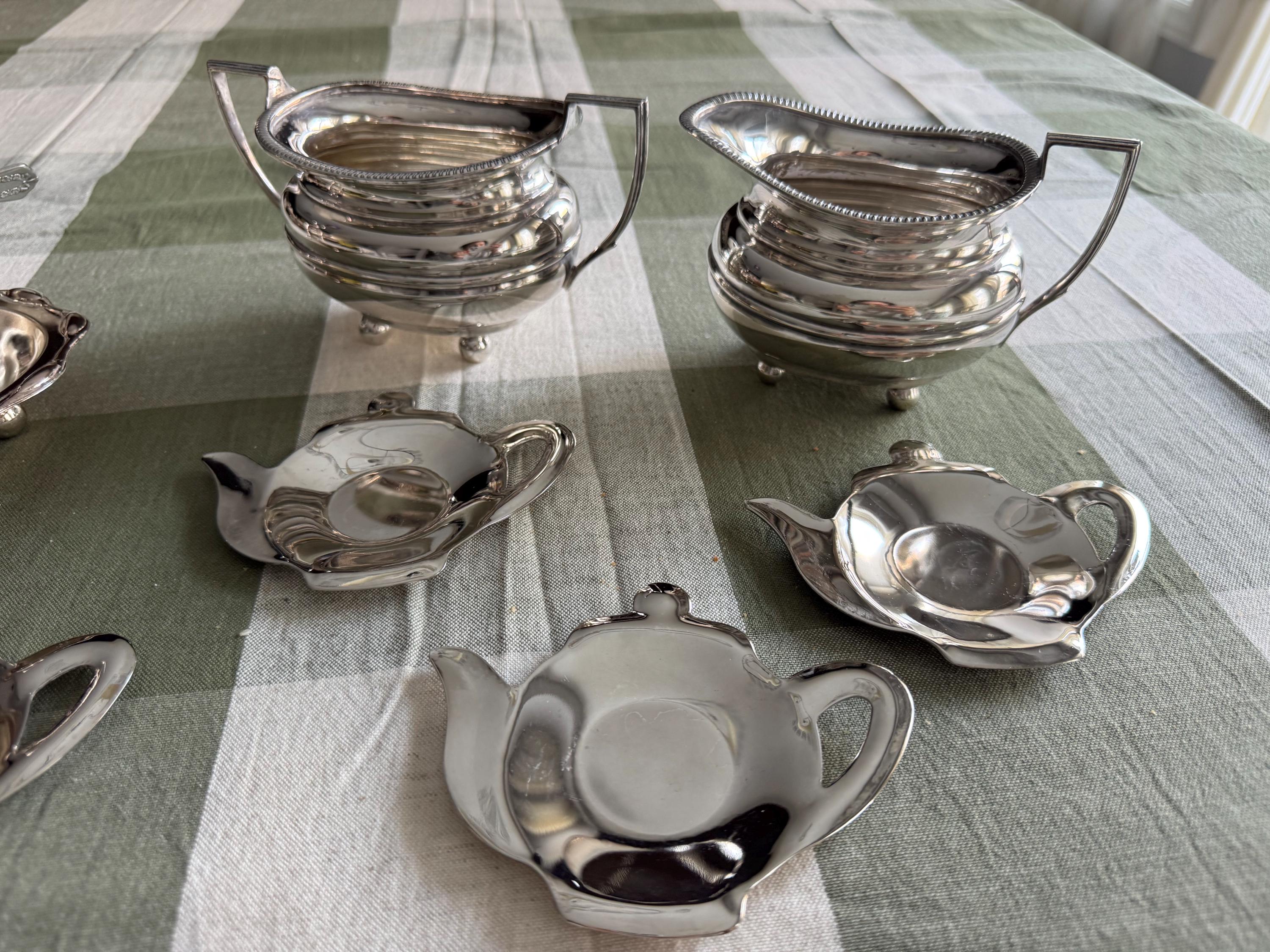 Vintage Silverplate Tea Accessories – English Toast Rack, Teabag Holder, Creamer & Sugar