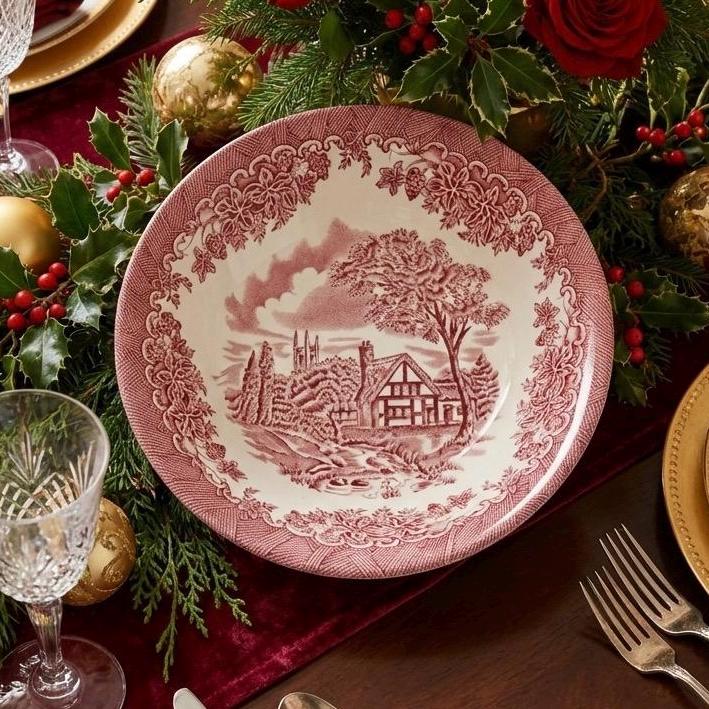 Vintage Churchill England Dinnerware - the Brook in Pink - Dishes