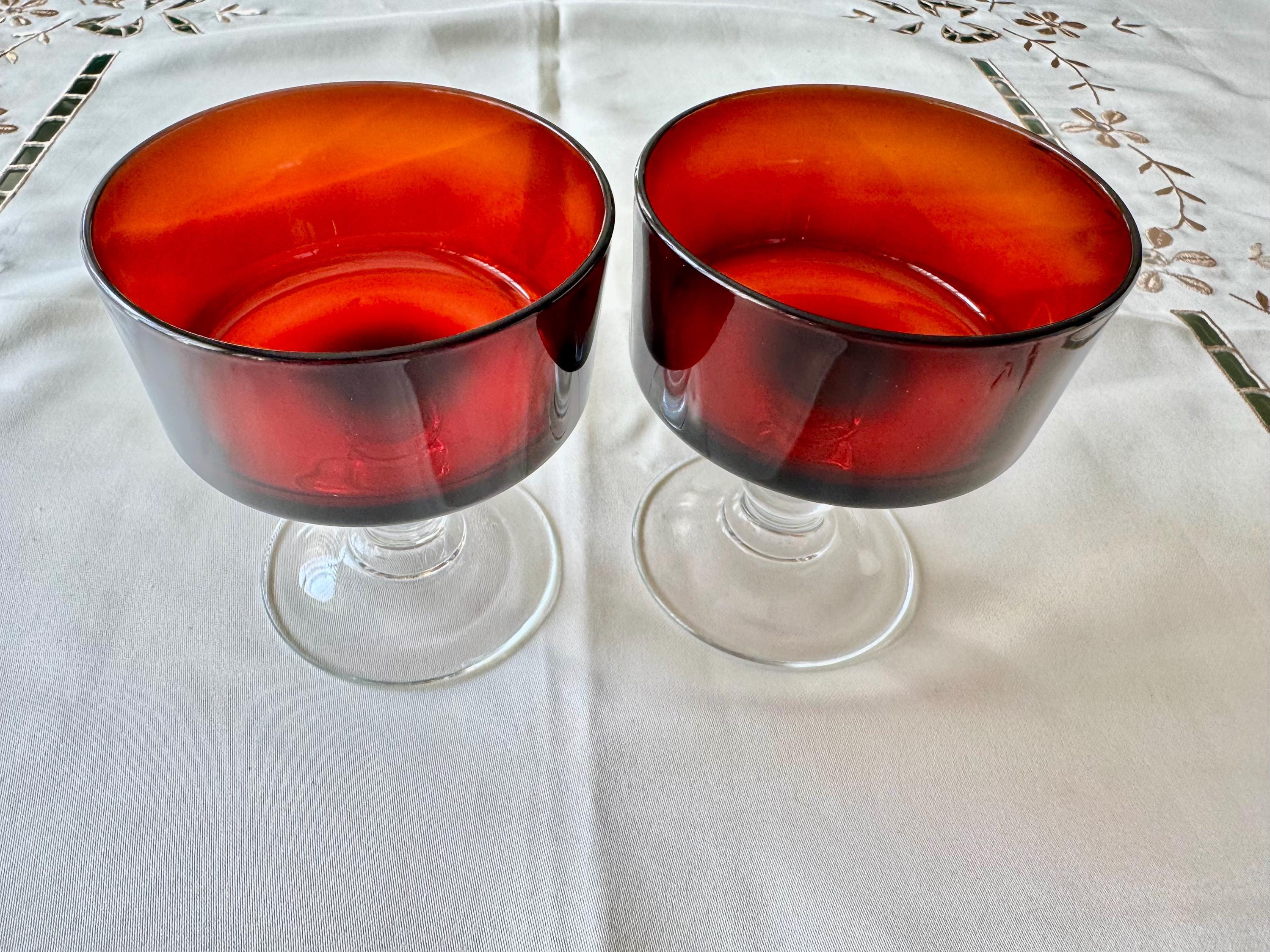 Vintage Luminarc Ruby Red Liqueur Glasses: 1970s French Barware