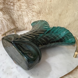 Blue Mountain Pottery Leaf Vase – 8.5” Tall – BMP Canada Green Drip Glaze bild 8