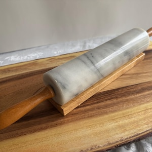 Vintage Solid Marble Rolling Pins with Wooden Handles & Original Stand – Sold Individually image 10