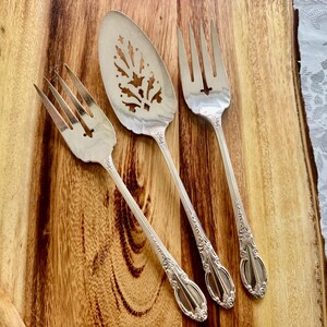 Vintage Oneida Silverplate Cake Server and Cold Meat Forks Set - 3-Piece Serving Set Bild 1