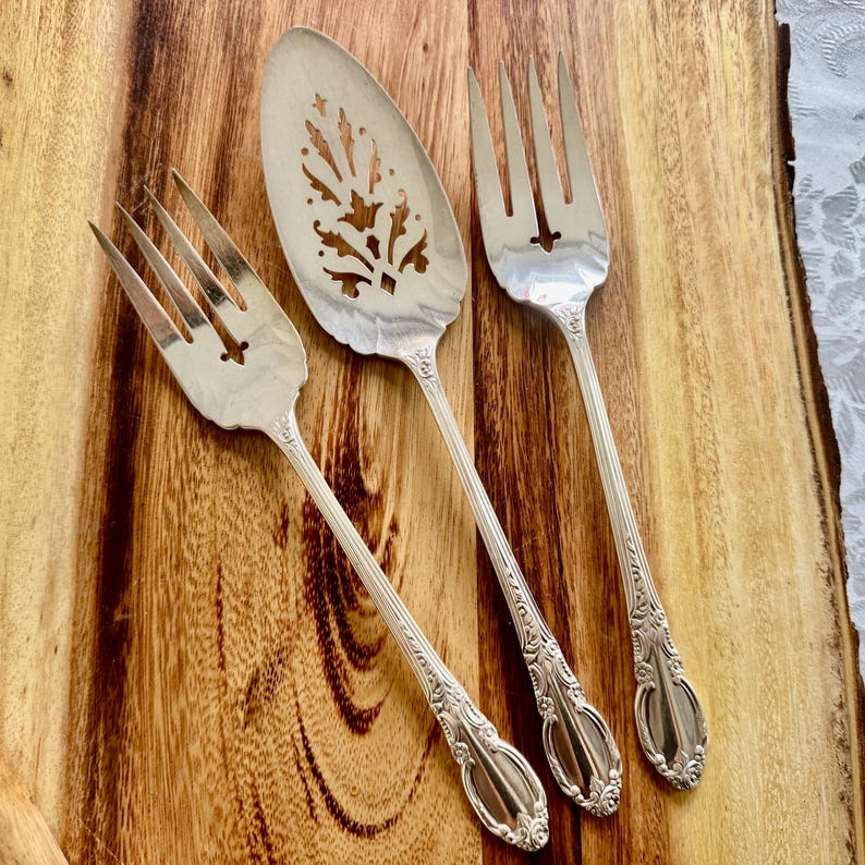 Vintage Oneida Silverplate Cake Server and Cold Meat Forks Set - 3-Piece Serving Set Bild 1