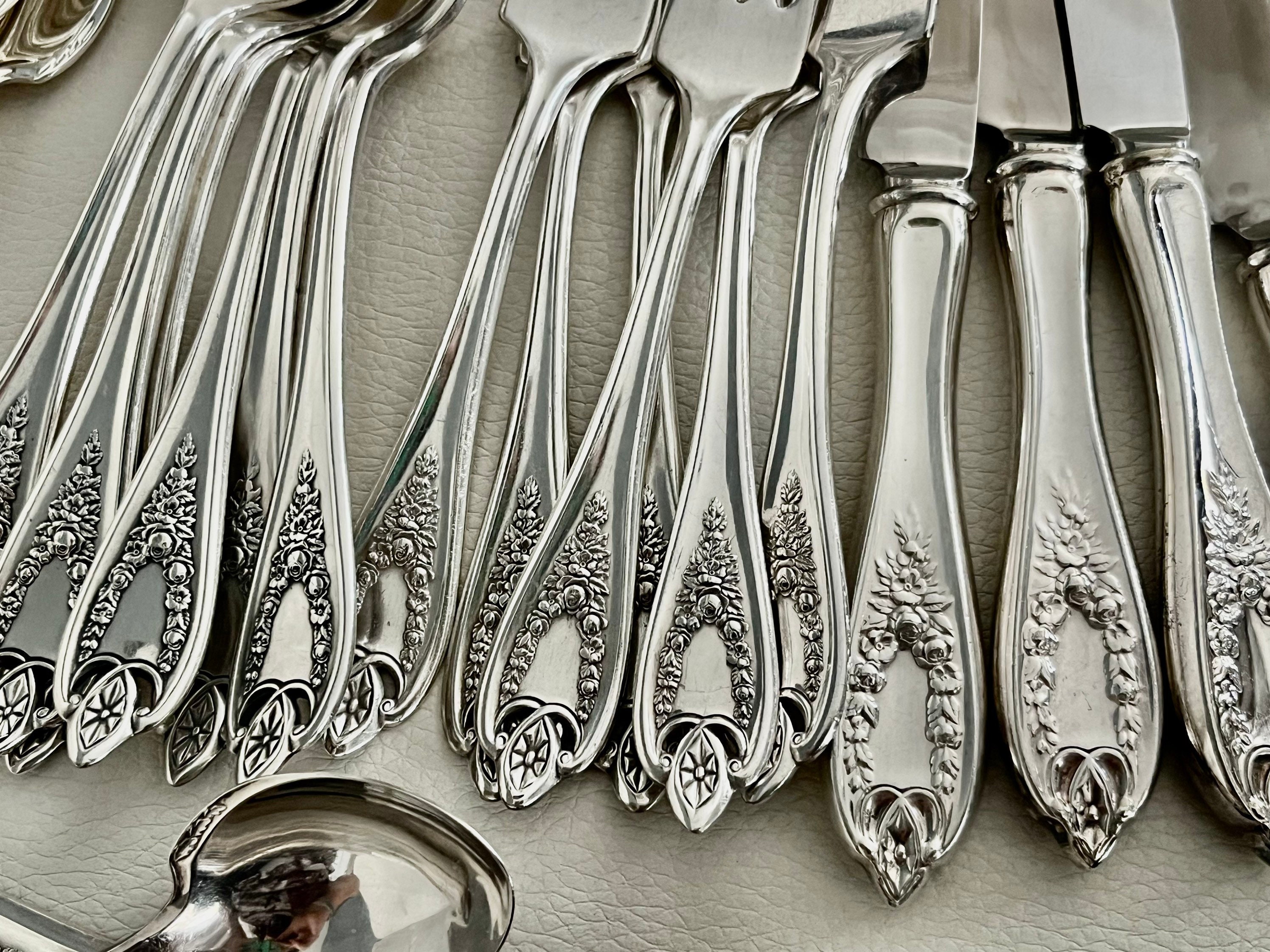 Vintage 1847 Rogers Old Colony Silverware Set for 8 and more: Art Nouveau Silverplate