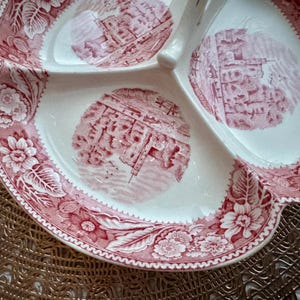 Vintage Woods & Sons “Woodland” Red Transferware Divided Serving Dish – England image 8