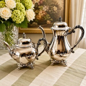 Vintage Wm. A. Rogers Canada Silverplate Tea & Coffee Service – 4 Piece Ornate Footed Set bild 5
