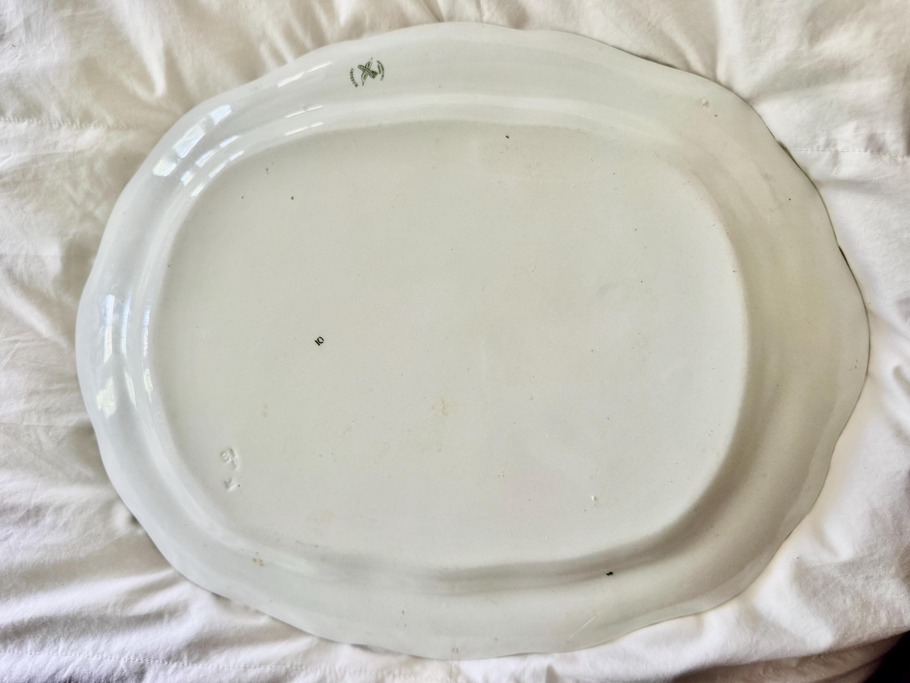 Antique Green or Teal Transferware Platters | English Serving Platters | Sold Individually