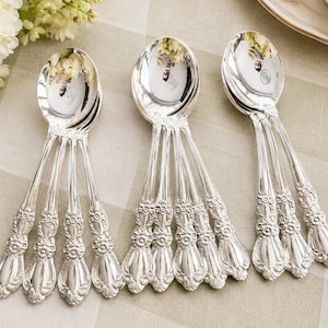 Vintage Large Round Bowl Cream/Soup Spoons — Set of 12 — Silver Plated Silverware “Heritage” image 1