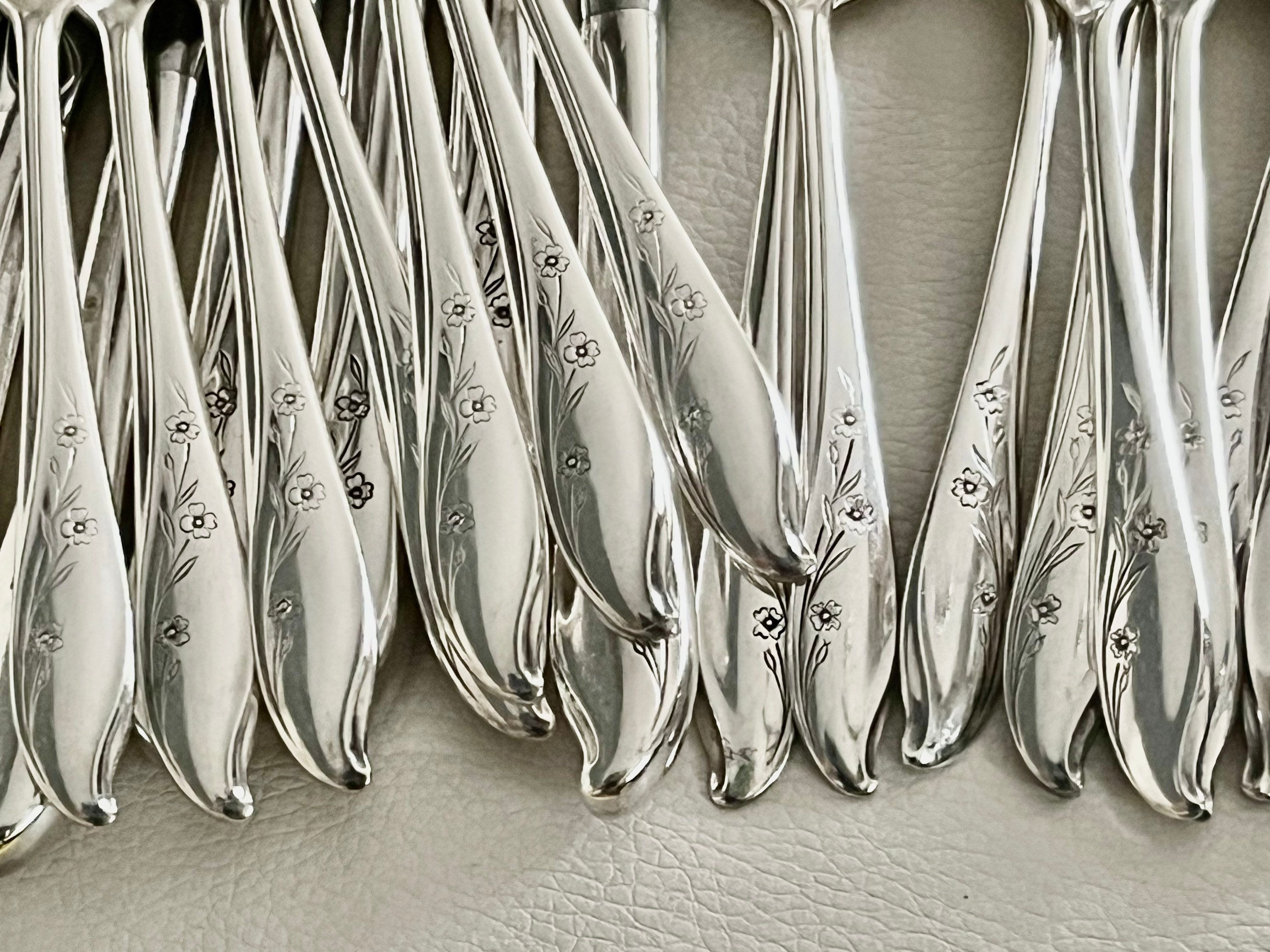 Vintage 1957 Springtime Silver Plated Silverware Set for 8 – 58 Pieces