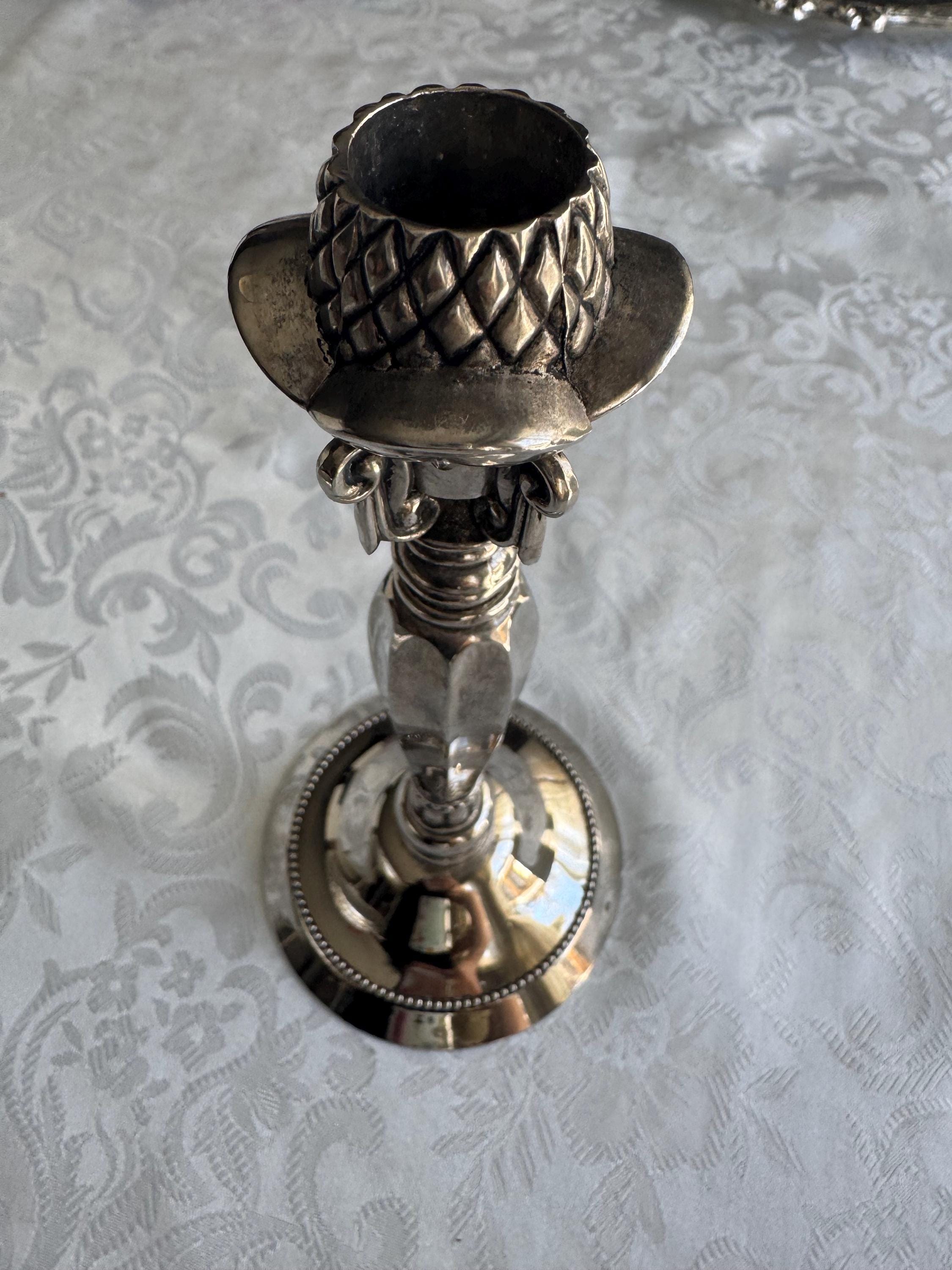 Vintage Candlestick Collection Set of 5 – Silverplate, Brass & Black Marble