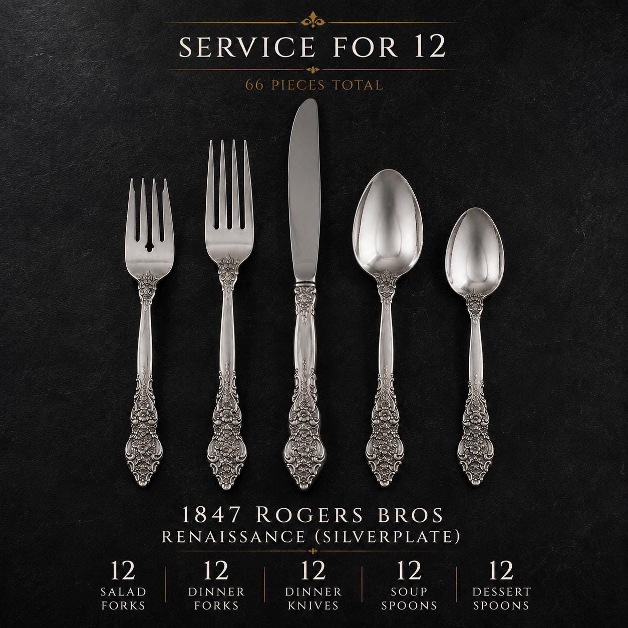 Vintage 1847 Rogers Bros Silver Renaissance Silverplate Flatware
