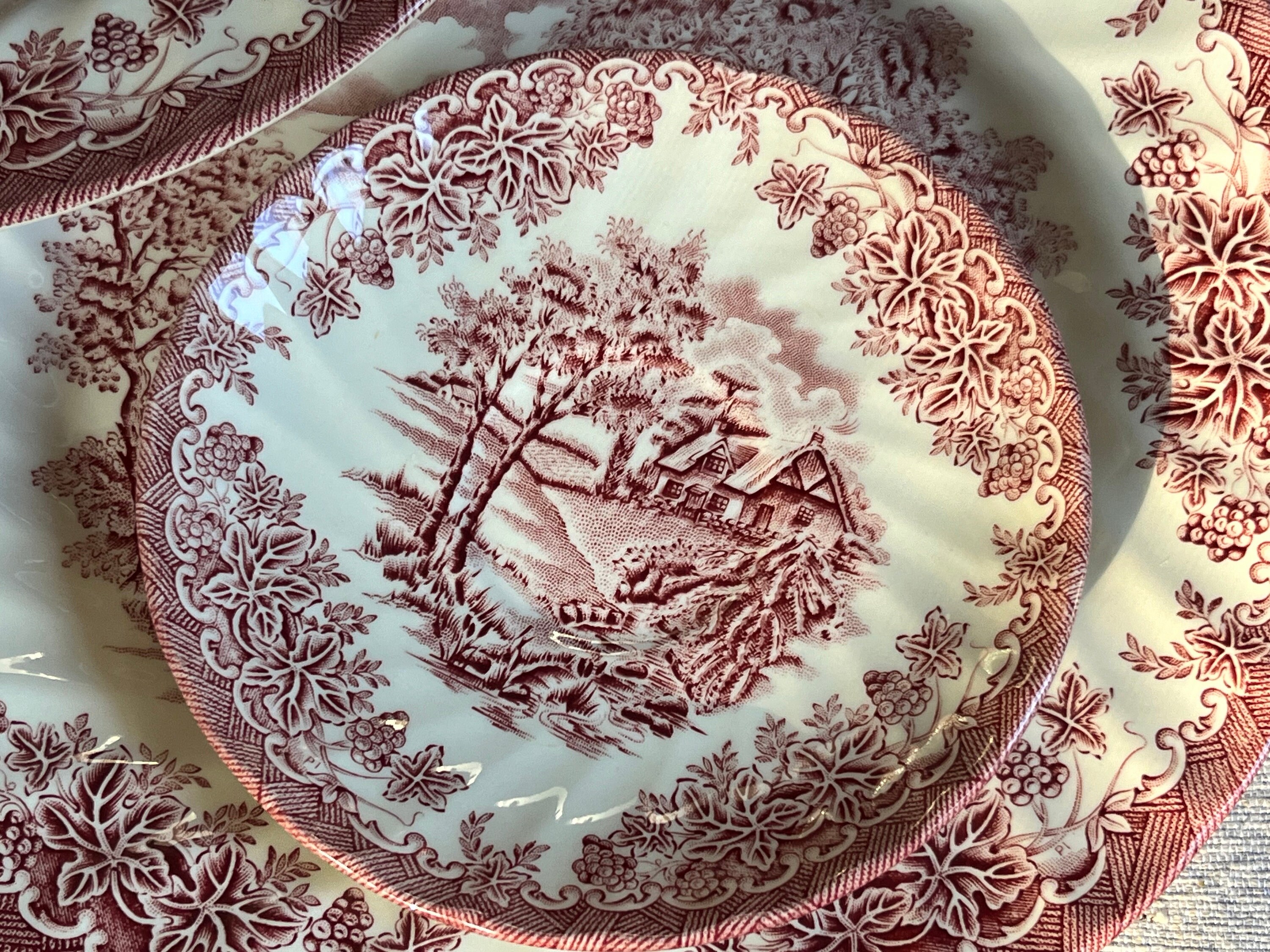 Vintage Churchill England Dinnerware - The Brook in Pink - Dishes Custom Sets - Christmas Table